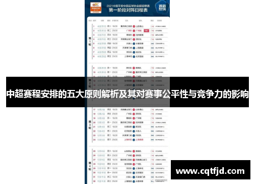 中超赛程安排的五大原则解析及其对赛事公平性与竞争力的影响 中超赛程安排的五大原则解析及其对赛事公平性与竞争力的影响